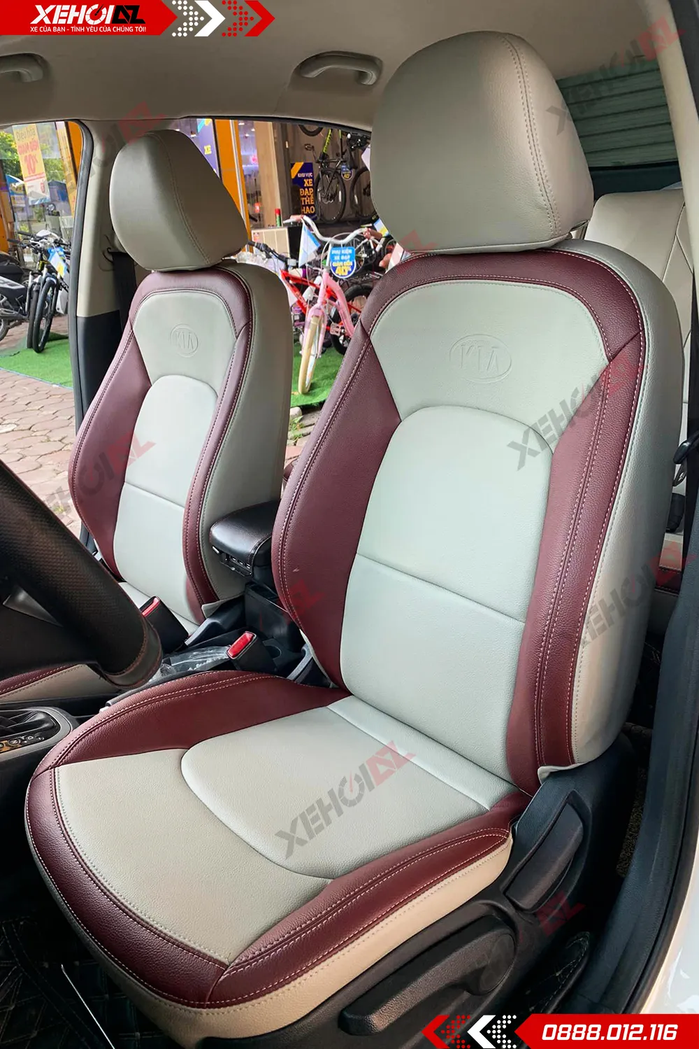 Bọc ghế da ô tô may phối 2 màu hình 01