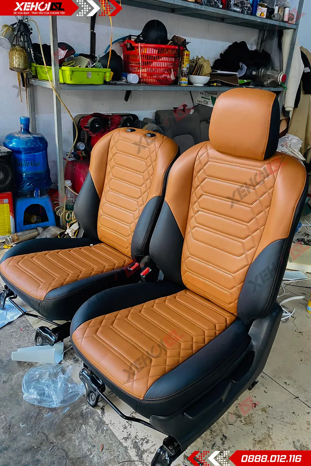 Bọc ghế da ô tô may phối 2 màu hình 02