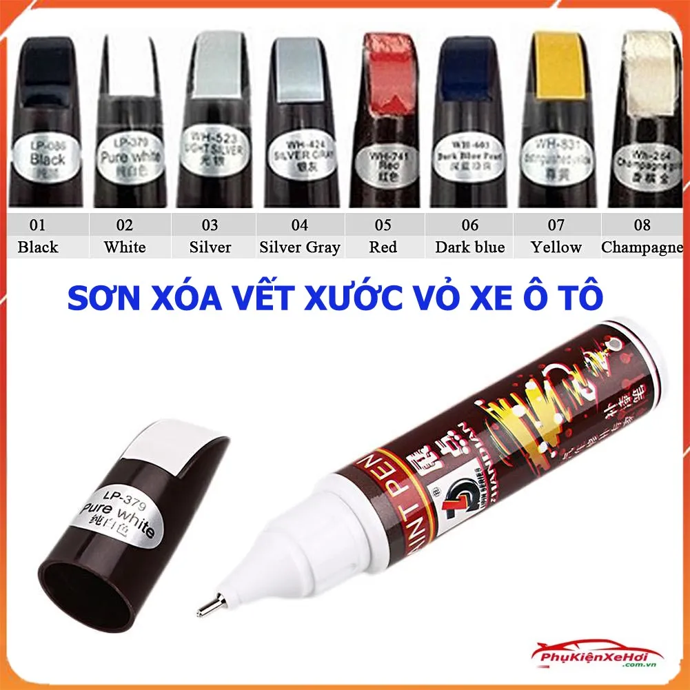 Bút xóa vết xước sơn xe ô tô chuyên dụng với nhiều màu sắc khác nhau.