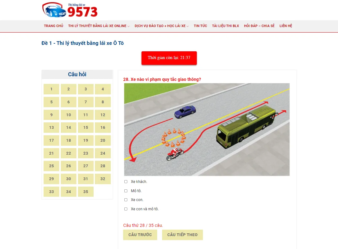 Các bạn luyện tập thật kỹ 20 đề này là không sợ thi trượt lý thuyết nữa