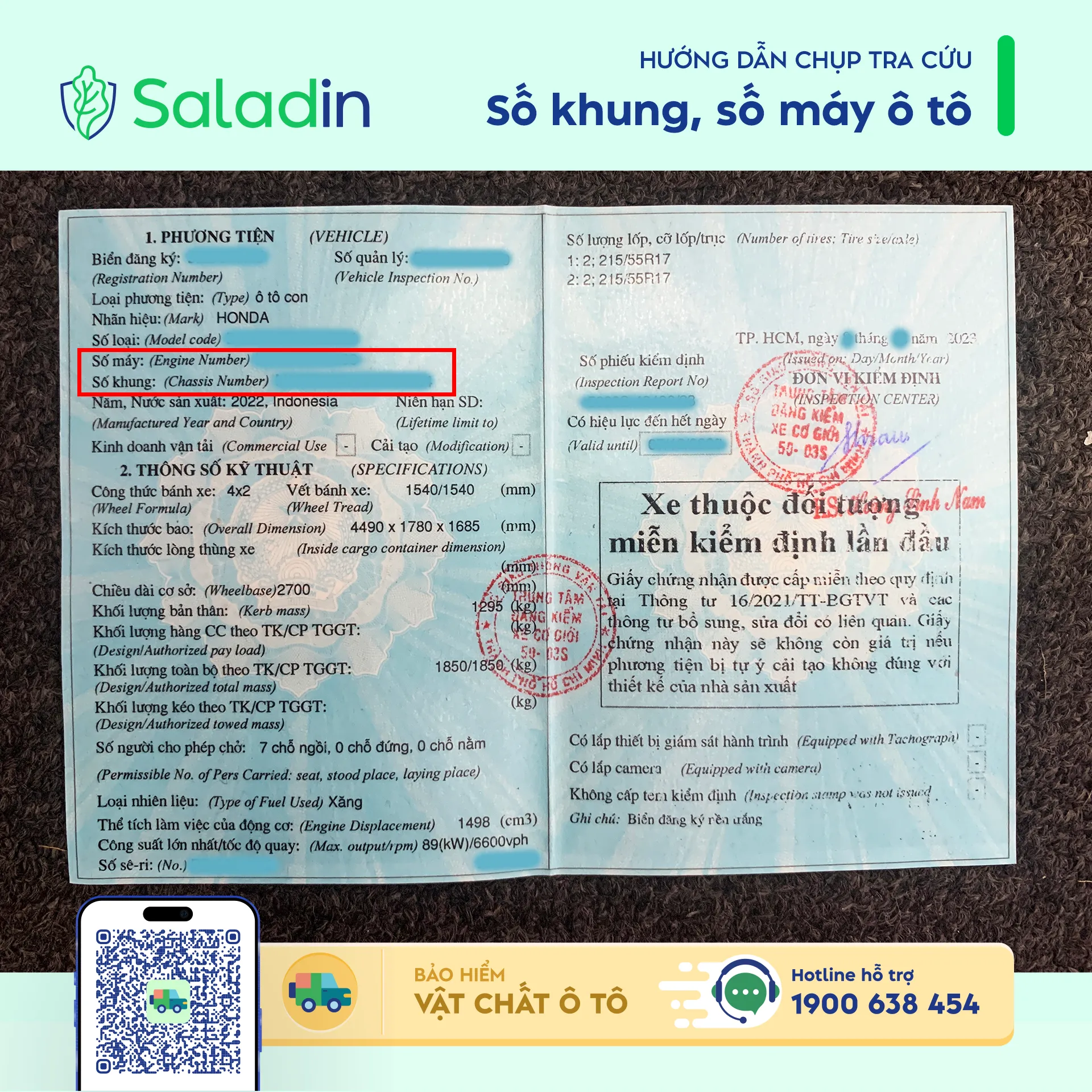 Tra cứu số khung trên Giấy đăng kiểm xe ô tô