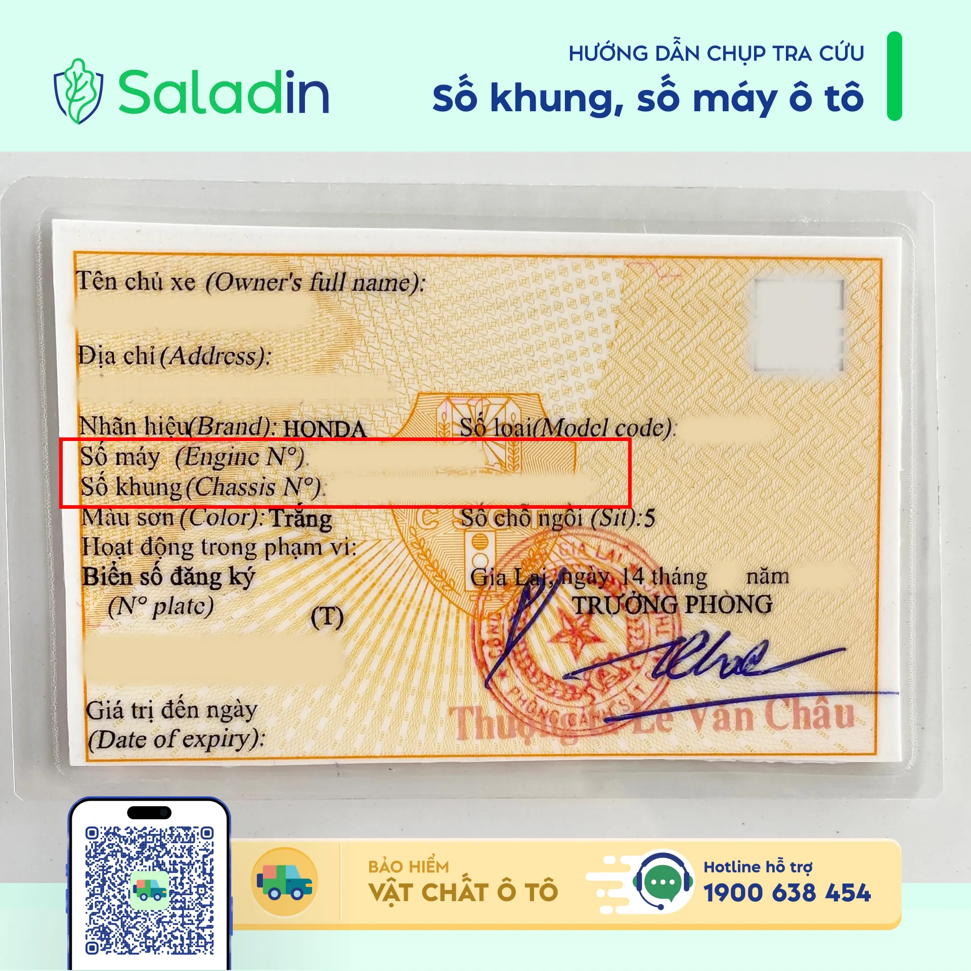 Tra cứu số khung trên Giấy đăng ký xe ô tô