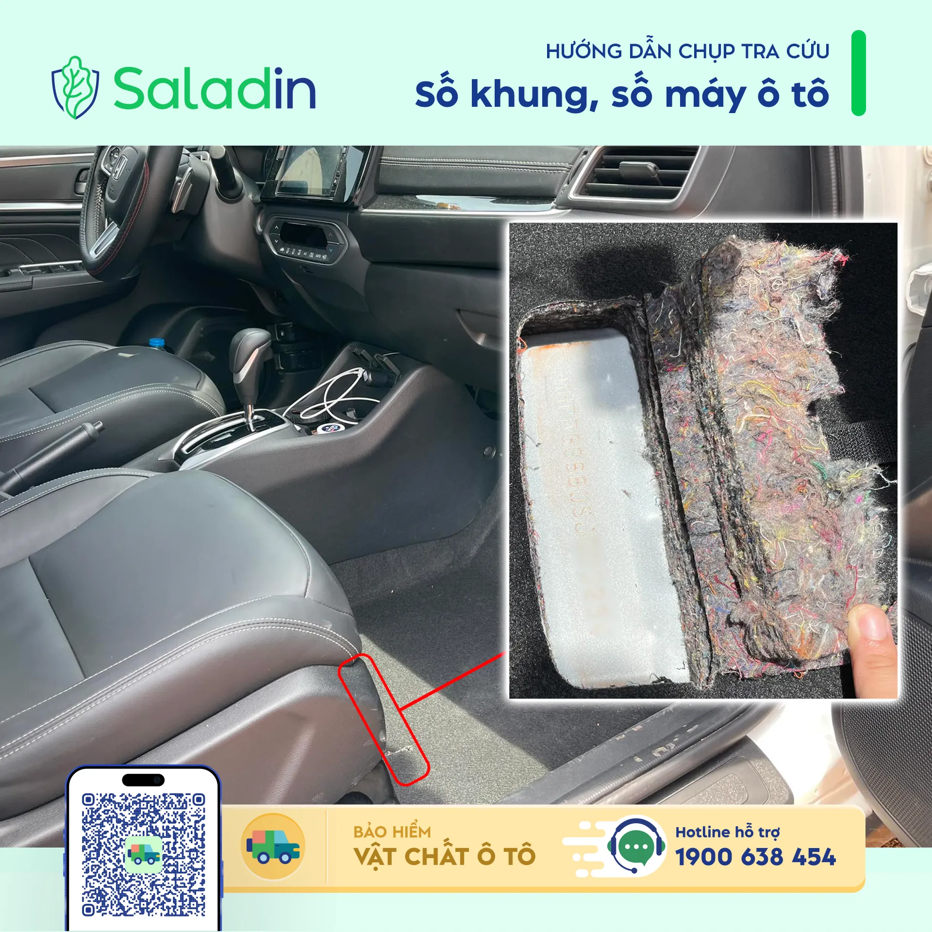 Số khung xe nằm tại vị trí chân ghế phụ phía trước