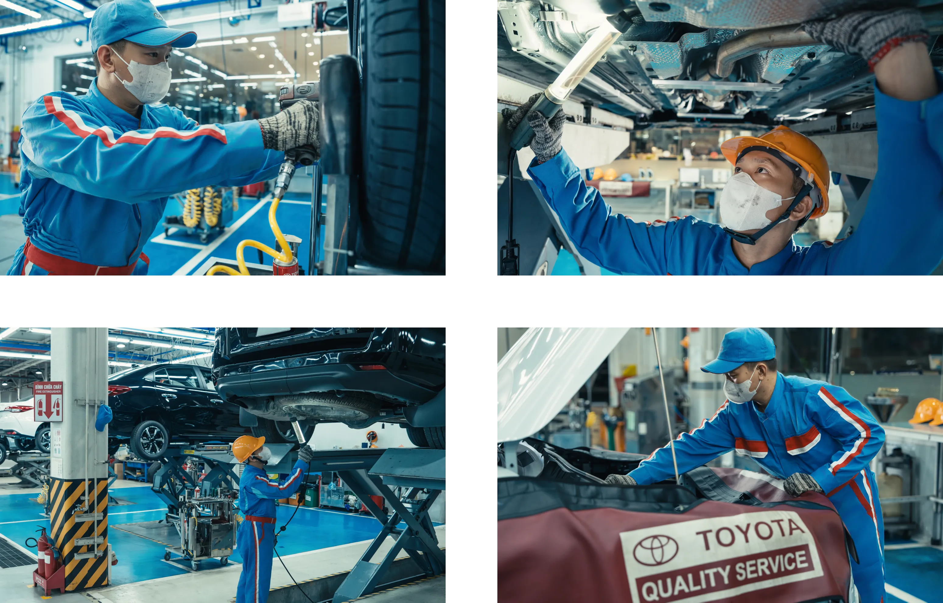 Sơ đồ minh họa các cấp độ và hạng mục kiểm tra trong dịch vụ bảo dưỡng xe ô tô Toyota