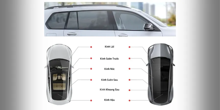 Phim cách nhiệt nên dán ở tất cả kính xe, ưu tiên kính lái và cửa sổ trời