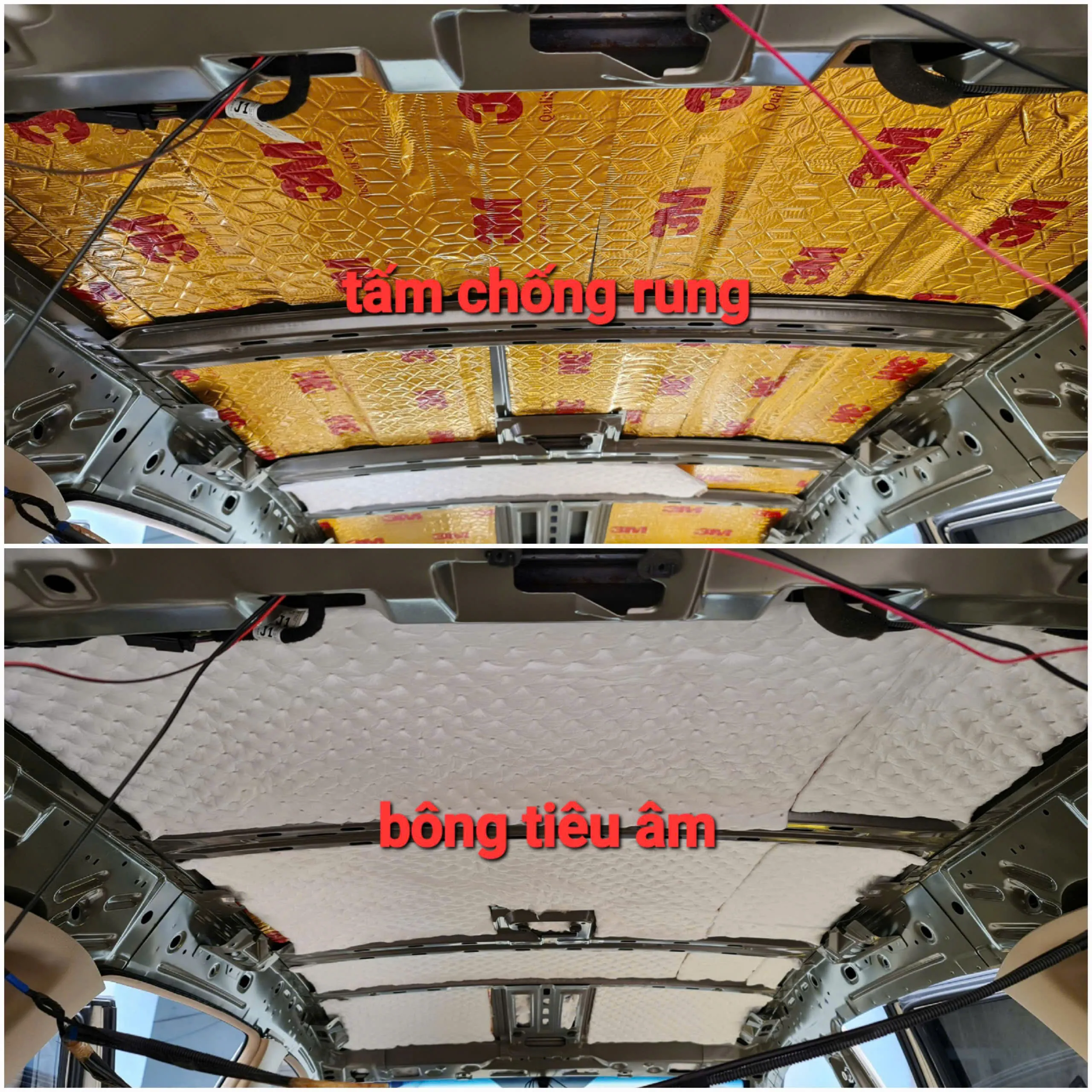 Combo tấm chống rung và bông tiêu âm triệt để cho trần ô tô