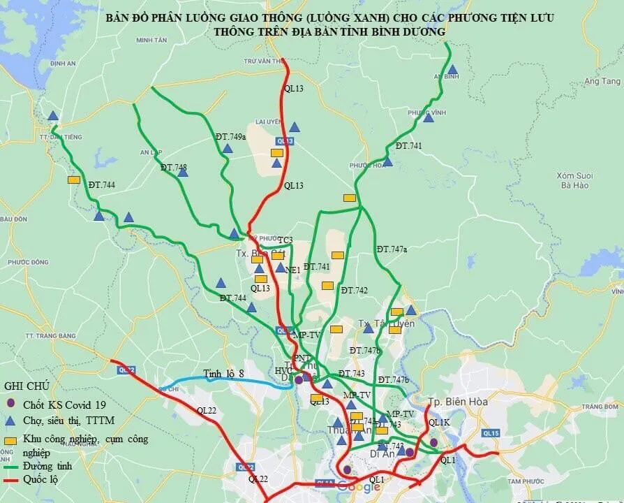 bản đồ luồng xanh vận tải ô tô tải hàng hóa thiết yếu