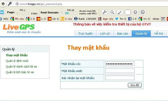 Cách đổi mật khẩu đăng nhập tài khoản quản lý hộp đen ô tô