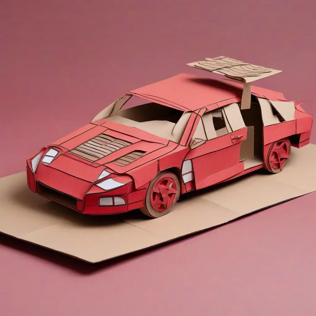 Mô hình xe tải bằng bìa cứng hoàn thành, thể hiện chi tiết cabin và thùng xe