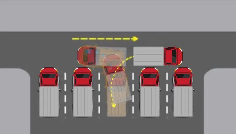 Hình ảnh minh họa nguyên tắc cơ bản: Hướng lái ngược hướng lùi khi thực hiện thao tác lùi xe tải