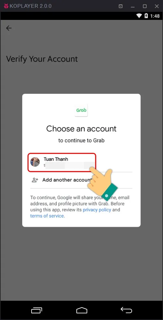 Chọn tài khoản Google của bạn