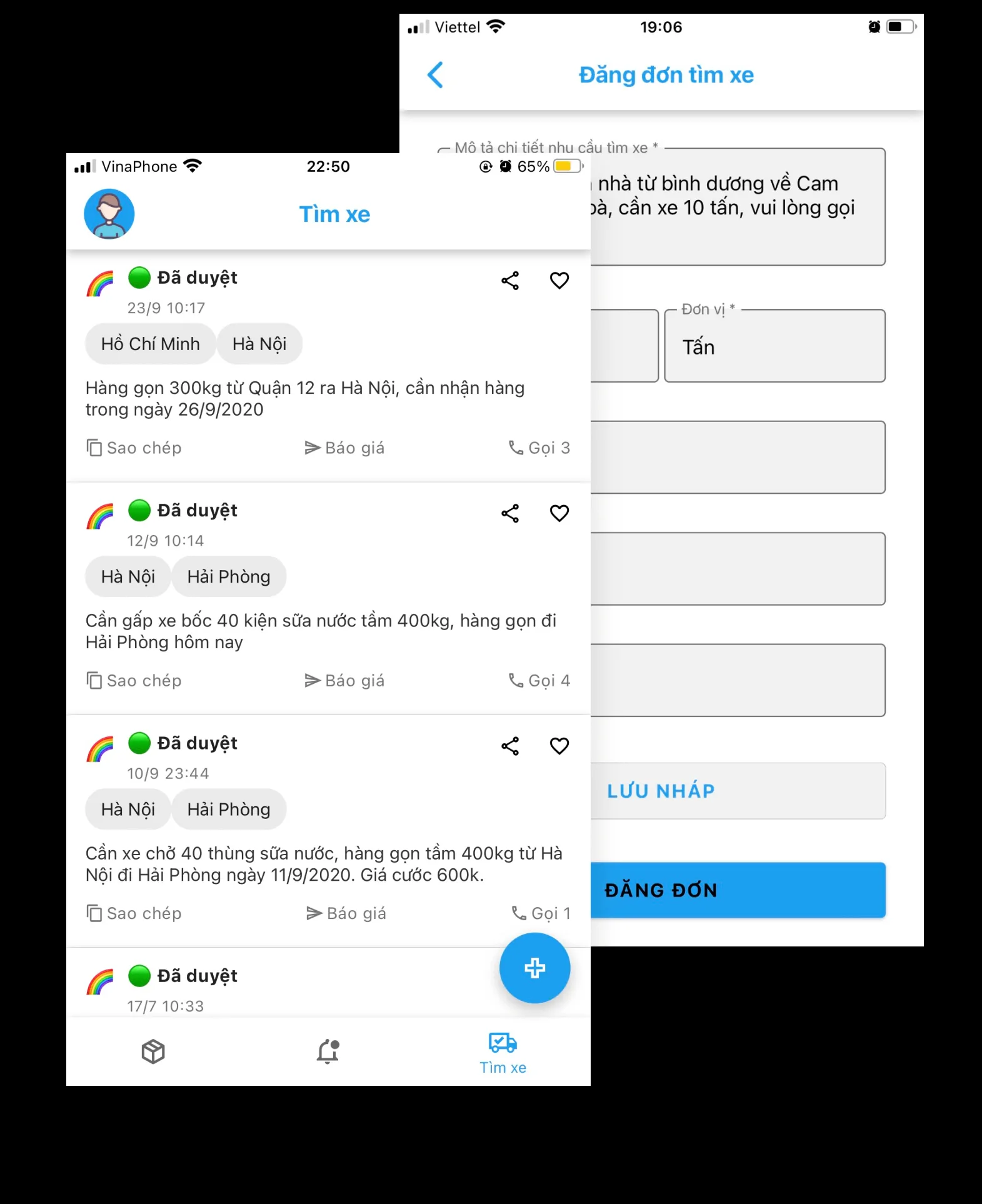 Mọi đơn hàng đều sẽ có thông tin số điện thoại để thuận tiện liên lạc và thỏa thuận
