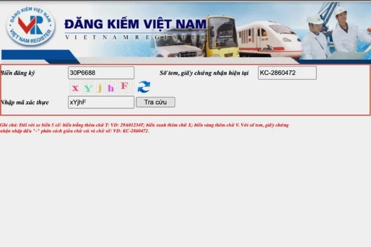 Tra cứu biển số xe ô tô online trên web cục đăng kiểm