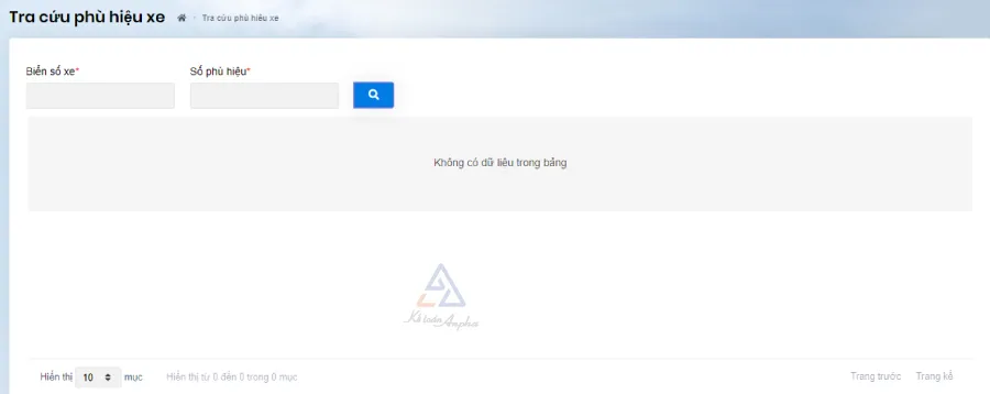 Giao diện tra cứu phù hiệu xe tải online trên cổng thông tin Sở GTVT TP. Đà Nẵng, cách tra cứu phù hiệu xe tải