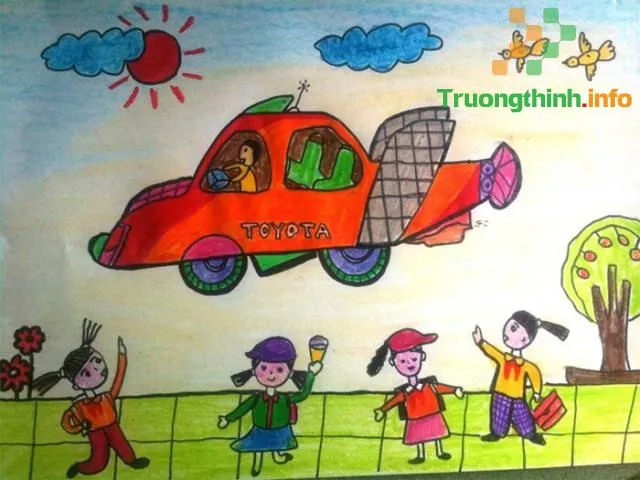 Mẫu tranh vẽ ô tô sáng tạo