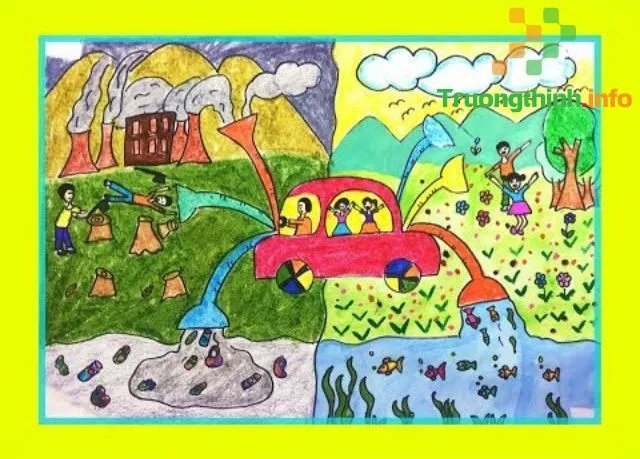 Vẽ xe ô tô với bối cảnh thành phố hiện đại