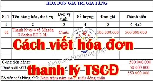 Cách viết hóa đơn thanh lý tscđ