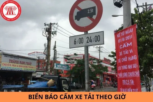 Biển cấm xe tải theo giờ kết hợp biển chính và biển phụ S.508