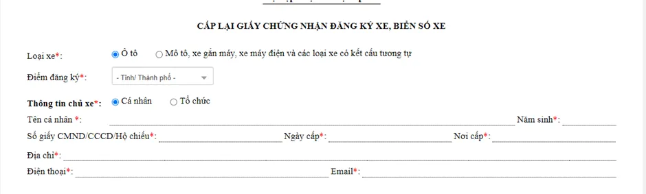 Quy trình nộp hồ sơ đăng ký xe ô tô trực tuyến