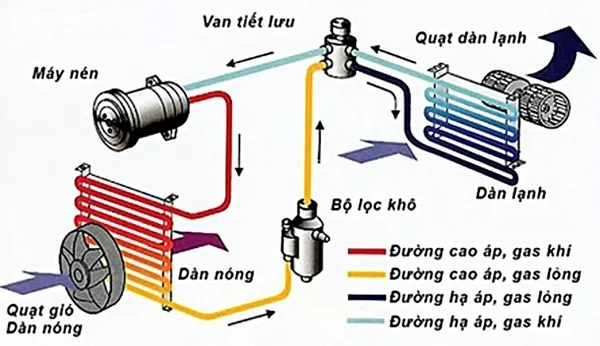 Cấu tạo giàn lạnh ô tô chi tiết với các bộ phận chính