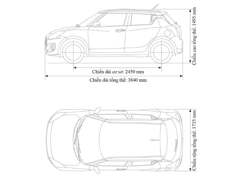 Chiều dài cơ sở ô tô được xác định theo công thức: A = D – (B + C)