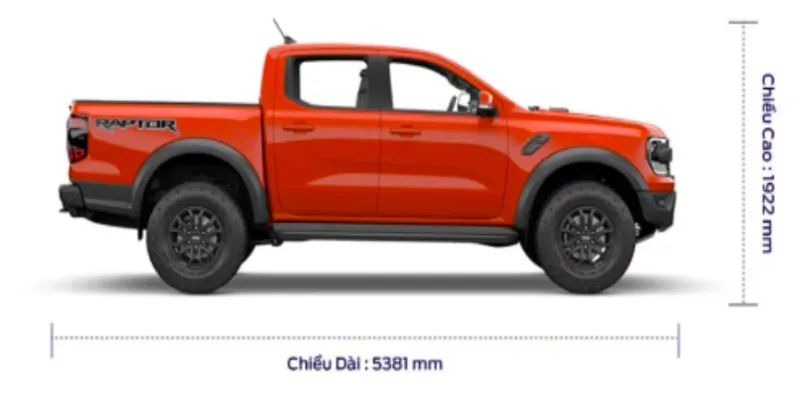 Bảng so sánh kích thước chiều dài Ford Ranger và các mẫu xe bán tải khác