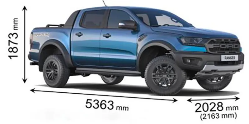 Cận cảnh kích thước chiều dài xe bán tải Ford Ranger