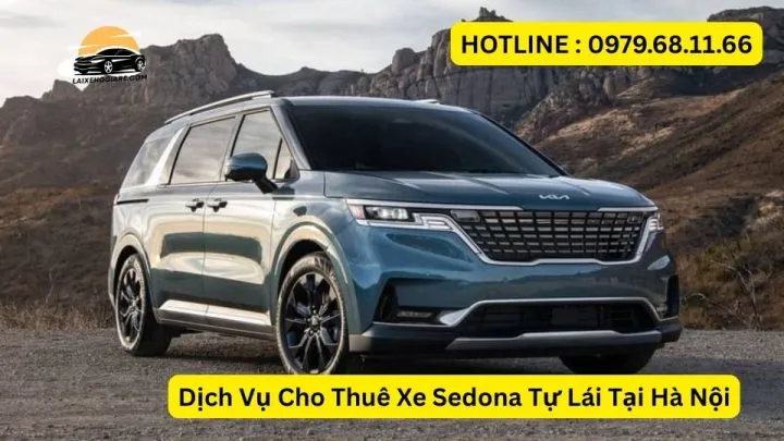 Một chiếc Kia Sedona cho thuê có lái tại Hà Nội, thể hiện sự tiện nghi và rộng rãi