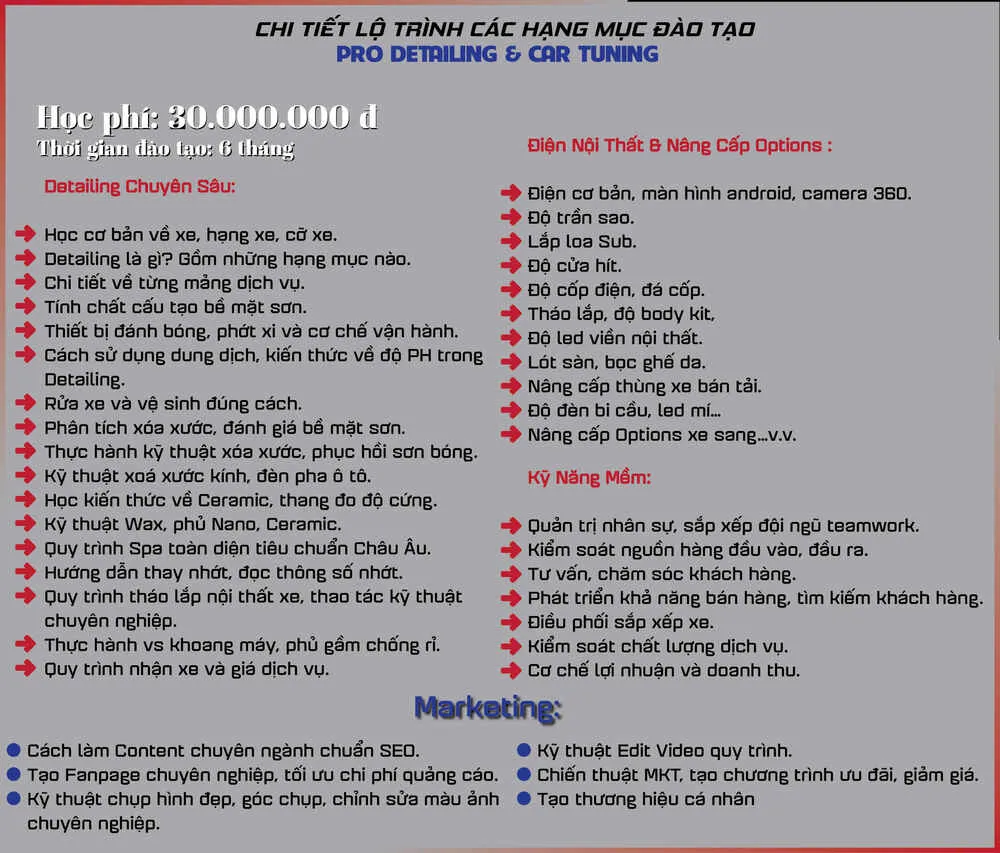 Chương trình đào tạo nội thất ô tô Đà Nẵng