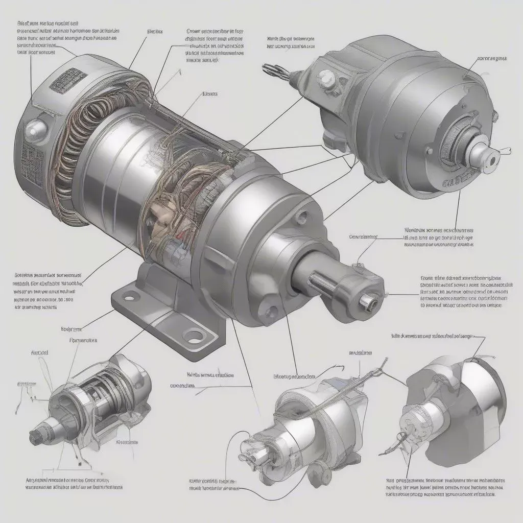 Củ đề xe ô tô đang được tháo lắp trong quá trình bảo dưỡng động cơ