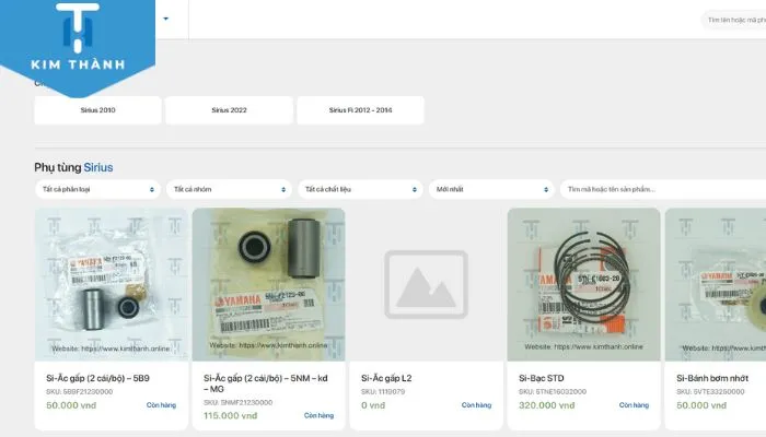 Cửa hàng Kim Thành cung cấp phụ tùng Sirius