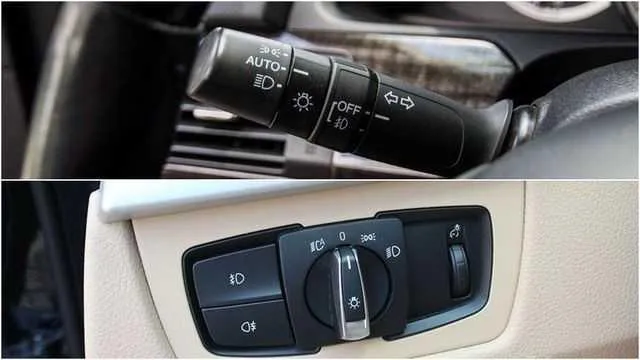 Mặt trước một chiếc xe ô tô hiện đại, hiển thị hệ thống đèn chiếu sáng và đèn tín hiệu hoạt động