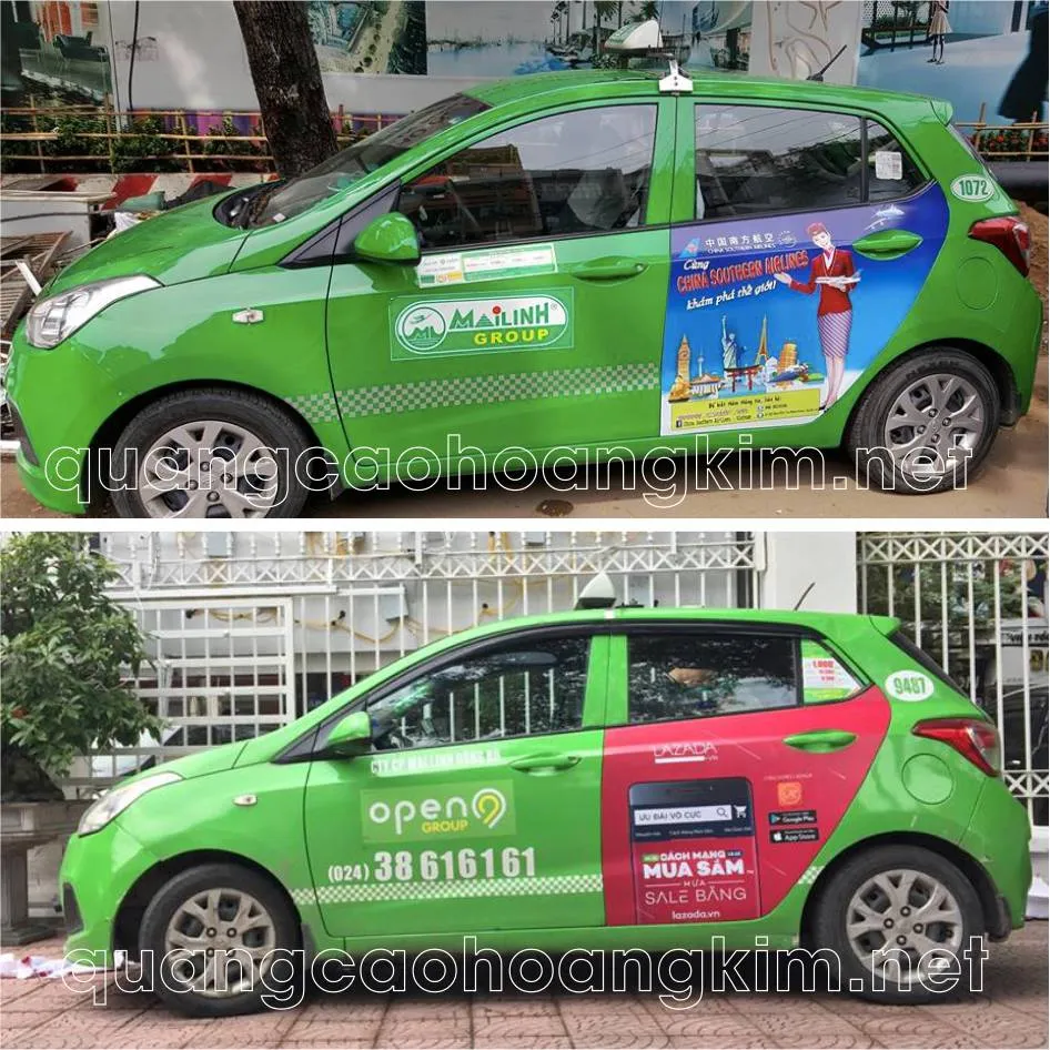 Xe ô tô dán decal quảng cáo công nghệ