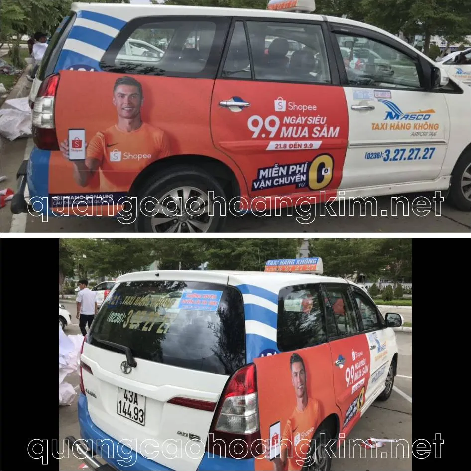 Xe ô tô dán decal quảng cáo thể thao