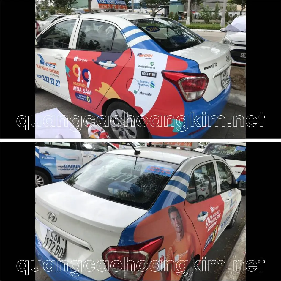 Xe ô tô dán decal quảng cáo F&B