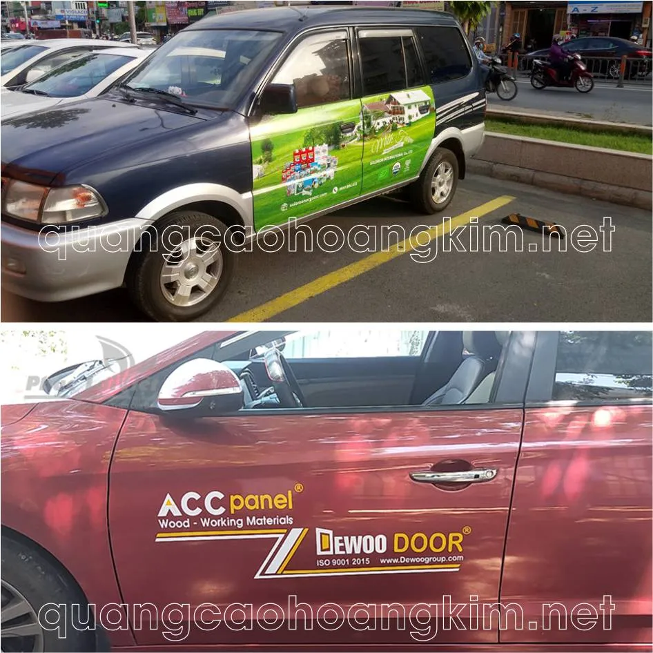 Xe ô tô dán decal quảng cáo thương hiệu