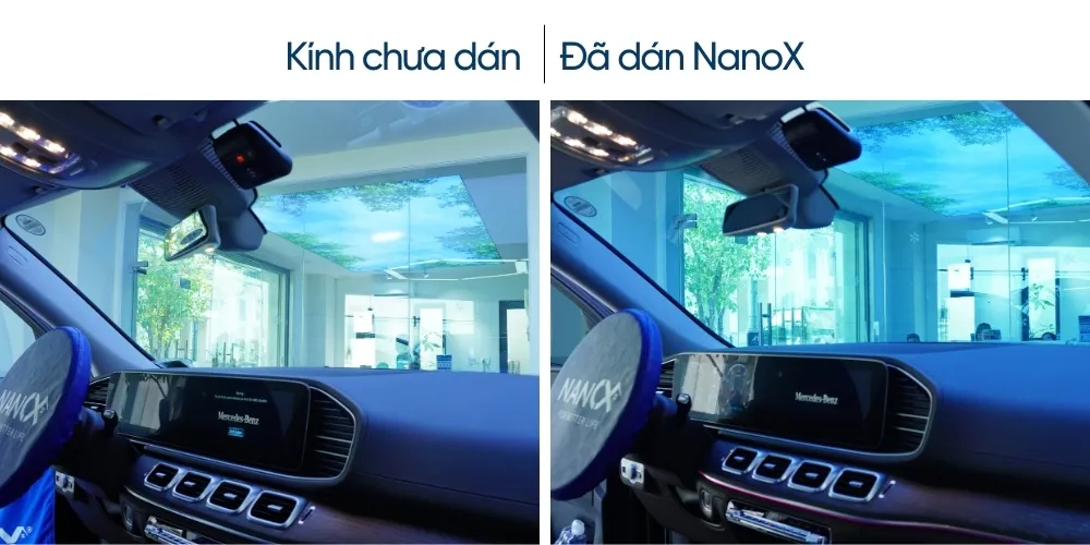 Hình ảnh thực tế xe sau khi dán phim cách nhiệt kính lái