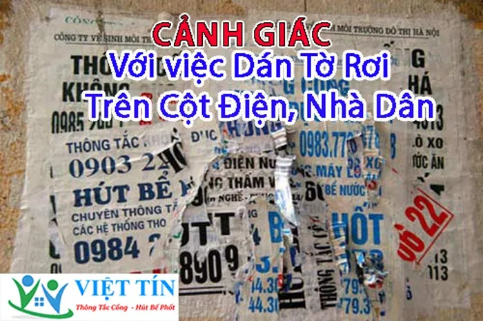 Dán tờ rơi quảng cáo trên cột điện, nhà dân
