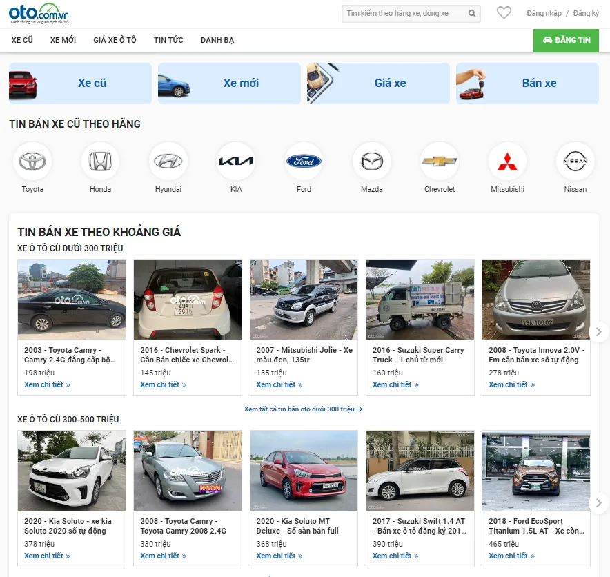 Đăng tin trên website ô tô chuyên nghiệp