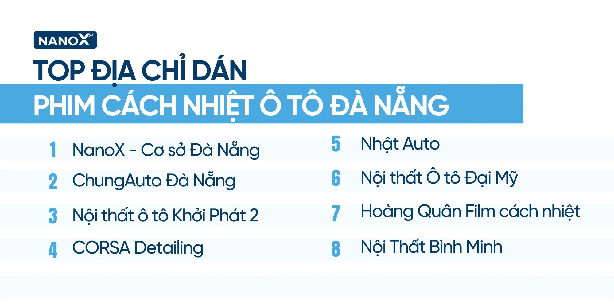 Danh sách các cửa hàng dán phim cách nhiệt ô tô Đà Nẵng uy tín tin cậy