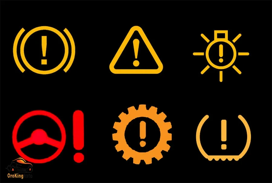 Dấu chấm than cảnh báo khẩn cấp trên bảng điều khiển ô tô