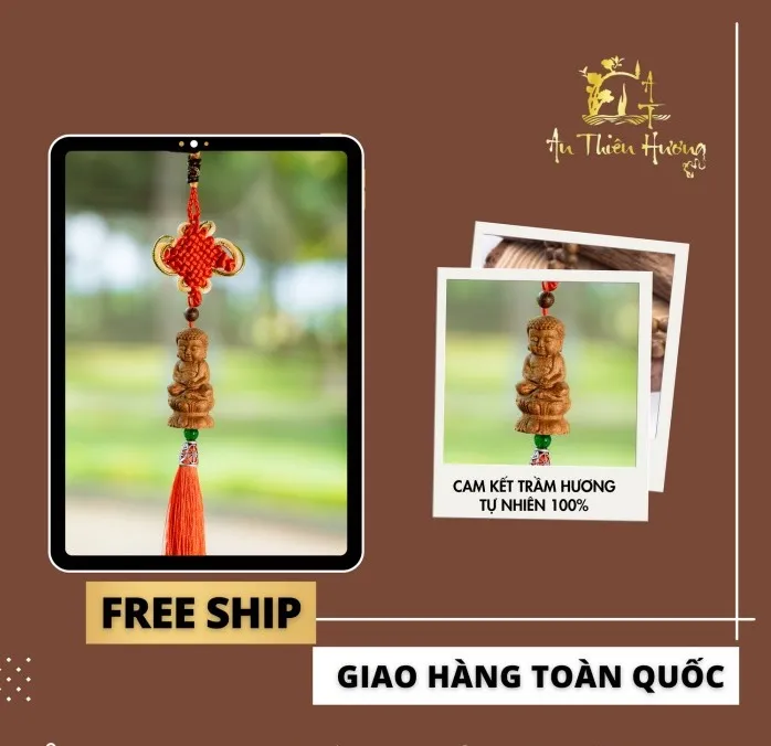Dây Treo Xe Ô Tô Phật Thích Ca bằng trầm hương tự nhiên