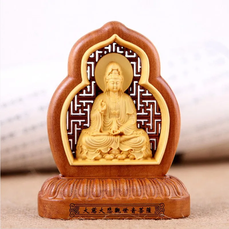 Tượng Quan Âm bằng gỗ hoàng dương cầu bình an, gợi ý nên để gì trên xe ô tô