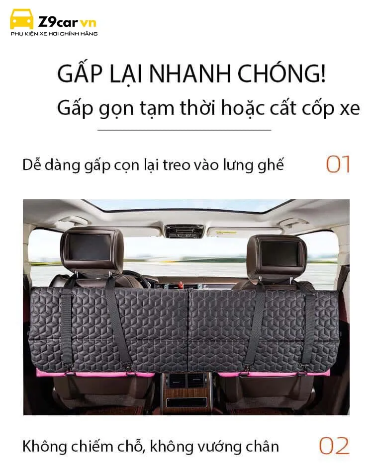 Hình ảnh đệm ghế sau ô tô gấp gọn được cất giữ