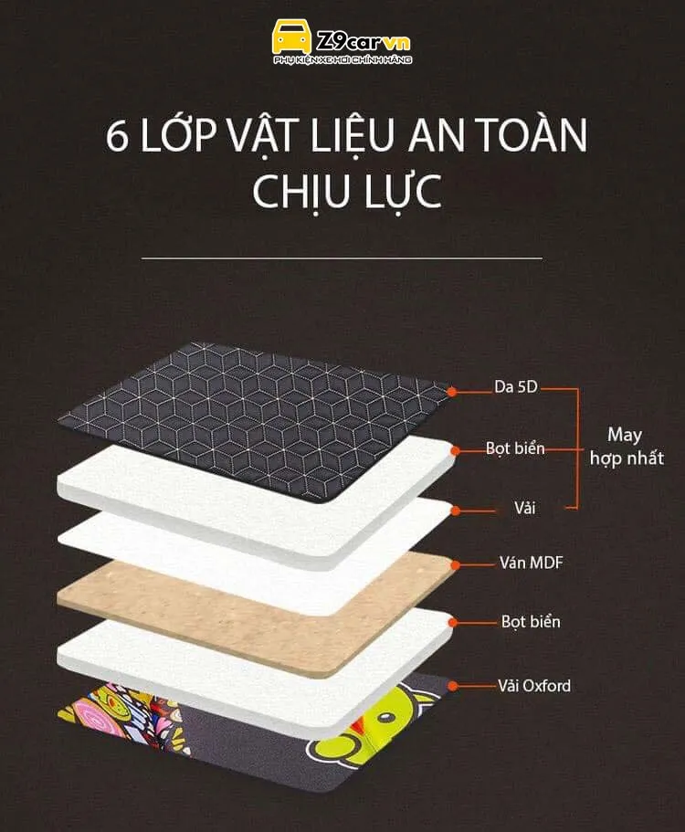 Hình ảnh cận cảnh các lớp vật liệu cấu tạo nên đệm ghế sau ô tô