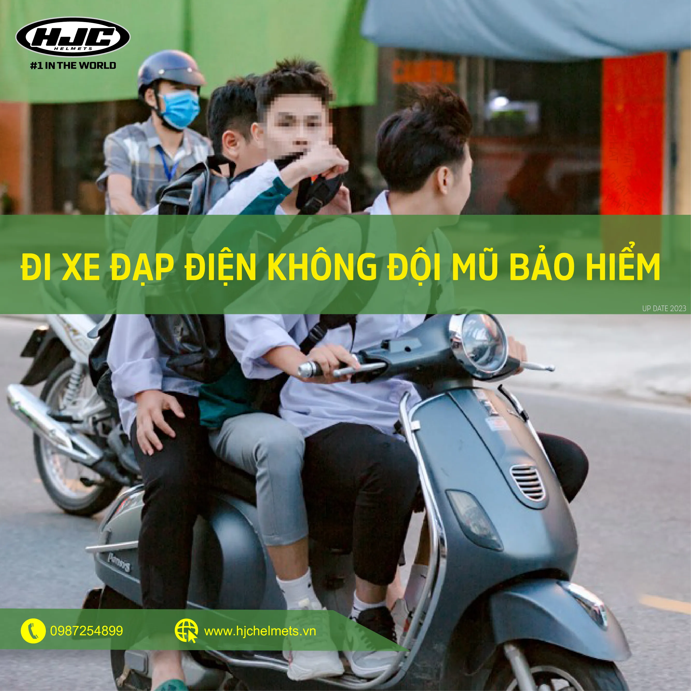Xe điện không đội mũ bảo hiểm bị phạt