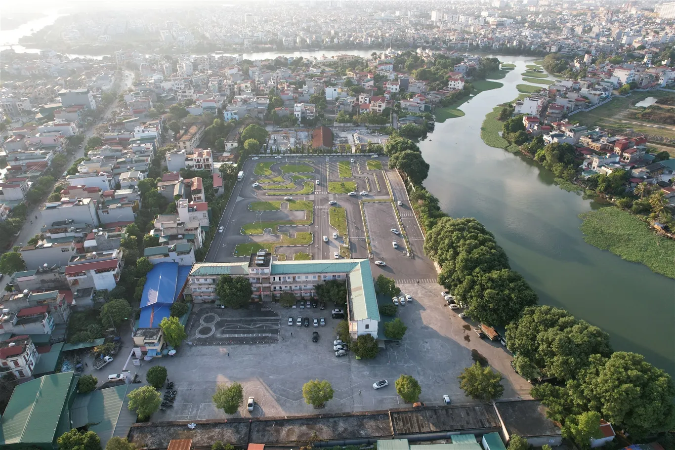 Hình ảnh chụp từ trên cao toàn cảnh sân sát hạch lái xe Lập Phương Thành tại Hải Dương