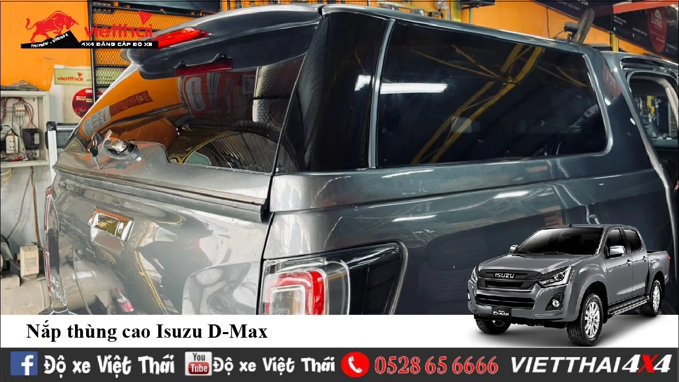 Nắp thùng cao Isuzu D-Max cung cấp không gian rộng rãi cho xe bán tải