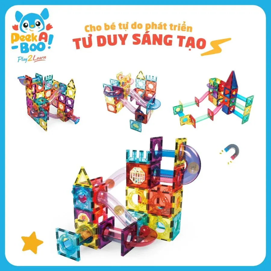 BÃ© sÃ¡ng táº¡o vá»›i cÃ¡c máº£nh ghÃ©p nam chÃ¢m Peek A Boo