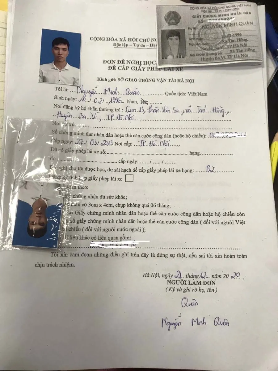 Đơn đề nghị cấp Giấy phép lái xe, tuân thủ quy định về học phí lái xe ô tô